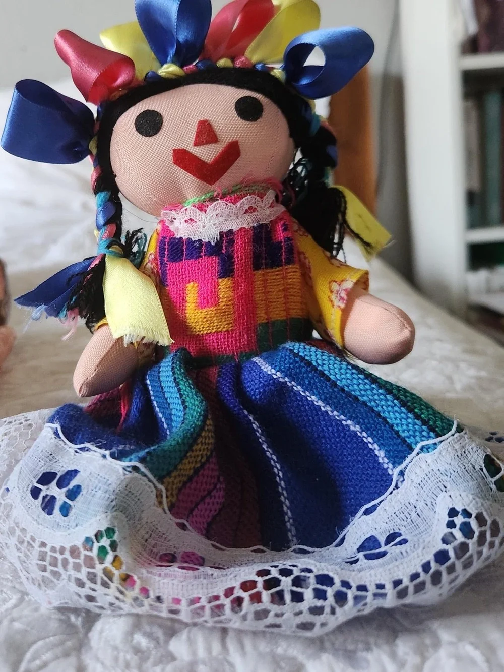 Handmade in Mexico 🇲🇽 Multicolor Girls' Fabric Doll - Blue Dress